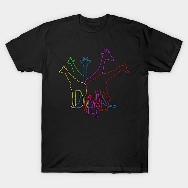 Colorful Giraffe Lovers Animal Fans Zoo Safari T-Shirt by SabraAstanova